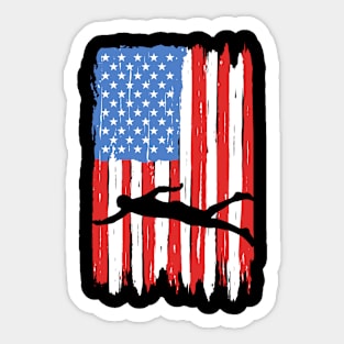 American Flag Swimming Graphic Sticker